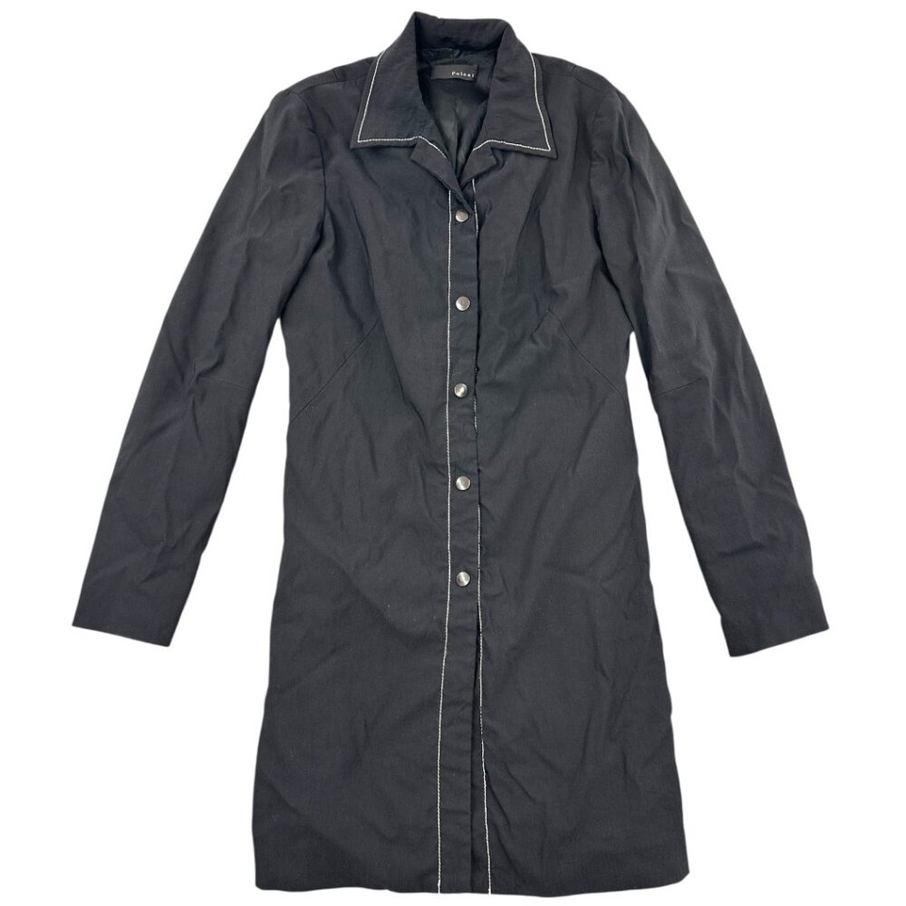 Poleci Black Longline Shirtdress with Contrast White Stitching